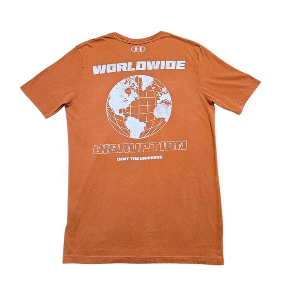 Under Armour Mens T-Shirt Project Rock Iron Paradise Sz S Rust Bull Flame SS22 - Picture 2 of 11